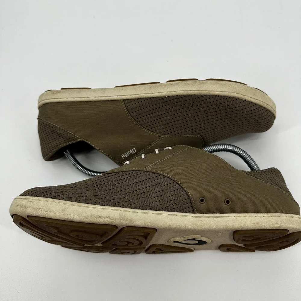 OluKai Nohea Moku Mens Olive‎ Brown Mesh Boat Shoes Sneakers Size 10 Casual Slip